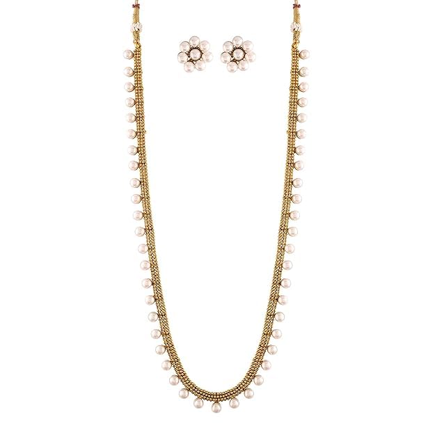 I Jewels 18K Gold Plated Traditional Stylish Long Necklace With Earrings For Women & Girls (MC042W) (B08ZCVBMVW) Amazon Price History, Amazon Price Tracker
