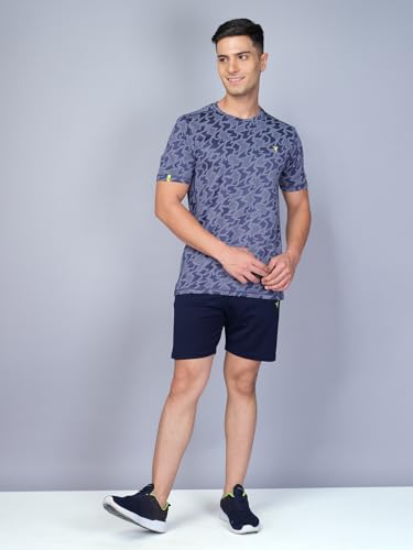 Image of TECHNOSPORT Men Polyester Regular Fit Half Sleeve Jacquard T-Shirt with Double Cool, Quick Dry & Anti Microbial for Sports, Running & Casual Use
