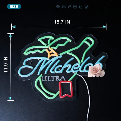 Image of Palm Tree Beer Neon Sign for Wall Decor Beer Bar Neon Sign(15.7x11.9 Inch) | Compatible with smart timing switch, 5V usb power supply Man Cave Pub Store Party Club Gifts