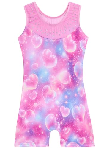 Image of Leotards for Girls Gymnastics Toddler Dance Biketards Mermaid Unicorn Athletic Dance Wear Shiny Rainbow Blue Hotpink