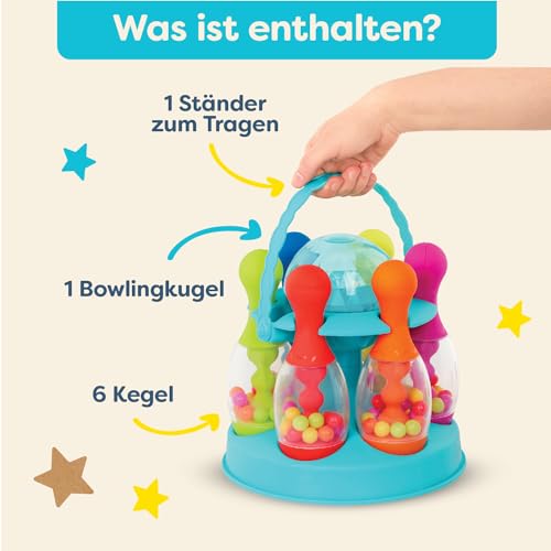B. Play – Kegelspiel für Kinder – Bowling Set Kinder mit 6 Kegeln und Kugel – Indoor und Outdoor Spielzeug – Kinderspielzeug – ab 2 Jahren – Auf geht’s zum Bowling