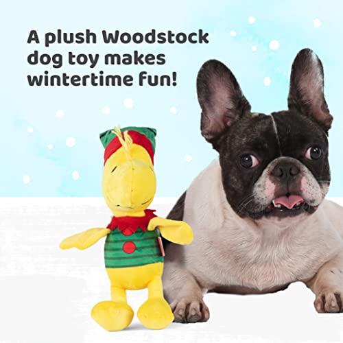 PEANUTS for Pets Comics 6\" Holiday Woodstock Plush Elf Dog Toy | Small Squeaky Dog Toy, Yellow Dog Chew Toy | Woodstock Stuffed Animal Toy for Dogs Officially Licensed by Comics, (FF14017)