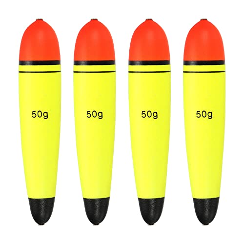 PATIKIL 1.8oz Fishing Slip Bobbers, 4 Pack EVA Fishing Float for Sea Fishing Freshwater Yellow