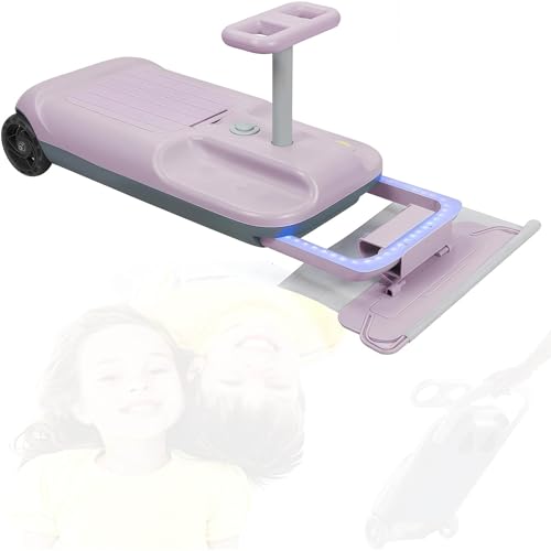 Mopa limpiadora de suelos para niños, 5 velocidades de limpieza con barra de dirección de rodamiento, velocidades ajustables, volante de 360°