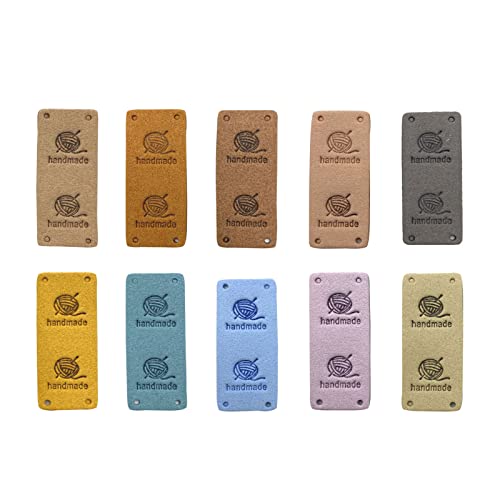 50 piezas de cuero sintético hecho a mano etiqueta ropa hecha a mano etiqueta con agujeros etiqueta en relieve Embellecedor punto DIY para fabricación de joyas, jeans, bolsos, zapatos, gorro