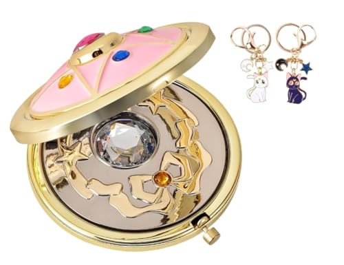EVZZ Shiker Anime Make-up Kompaktspiegel Stern-Kristall-Make-up-Spiegel tragbar Reisen persönlicher Handspiegel faltbar doppelseitiger Spiegel Cosplay-Requisite (7 cm)