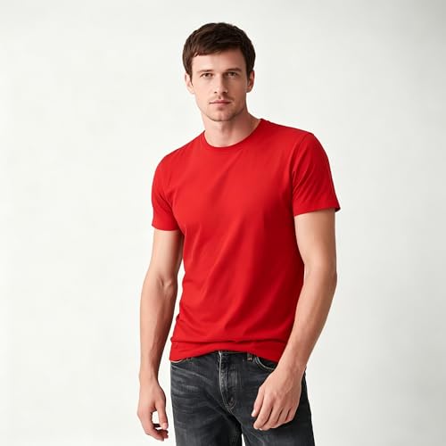 Image of ORJ 2 Pack Men t Shirts Crew Neck Short Sleeve Men's Undershirt Plain Polyester tee Bulk Stretch Soft Tees