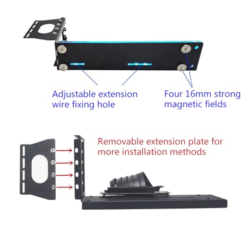TSMORY Soporte vertical de GPU PCI-E con LED 5 V 3 pines RGB para soporte vertical/soporte de stent base para tarjeta gráfica GPU, soporte vertical - imagen 8