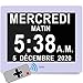Véfaîî 8" Pouce LCD Horloge Numérique Calendrier avec Date Jour Et Heure Horloge Non-Abrégée Auto Dimming HD Display Rappel pour Alzheimer Les Personnes âgées et Les Enfants