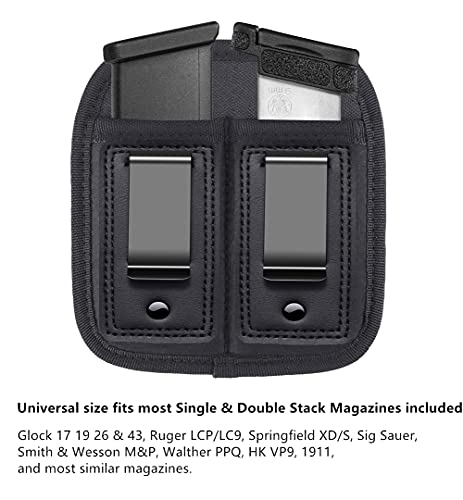 3-Pack Double Magazine Holster/Mag Pouch, Iwb Concealed Carry Holster For Glock 17 26 43 Sig 1911 S&W M&P 9Mm .40 .45 Fits 7 10 15 Round Ammo Clips For Pistols #TOP1