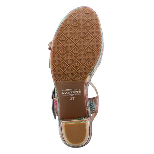 Image of L`Artiste Leilanie Hand-Painted Leather Platform Heel Sandal