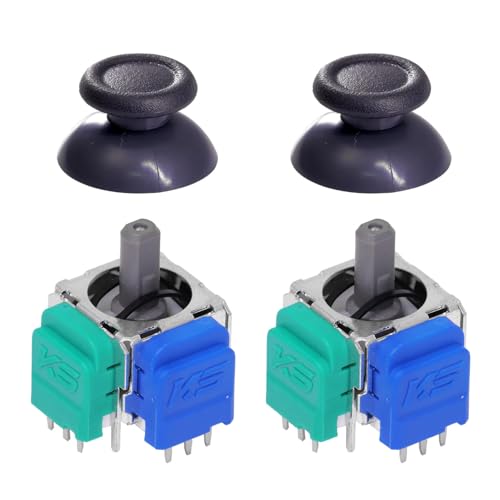 K-Silver TMR Joystick Replacement with Video Guide, JS13 Pro Thumbsticks - No Drift, High Precision Electromagnetic Stick Repair Module with Thumbstick Caps (A Pair for PS4 DualShock Controller)
