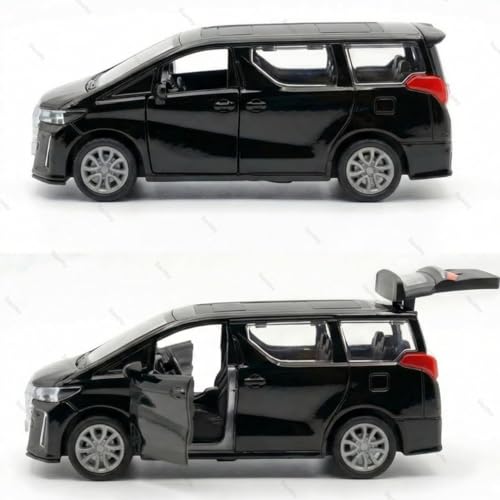 Image of 1:36 Scale Alphard Toy Car - Toyota Vellfire Die-Cast Mini Metal Pull Back MPV with Openable Doors, Lights & Music - Alloy Model Vehicle for Kids, Boys & Collectors【Black】