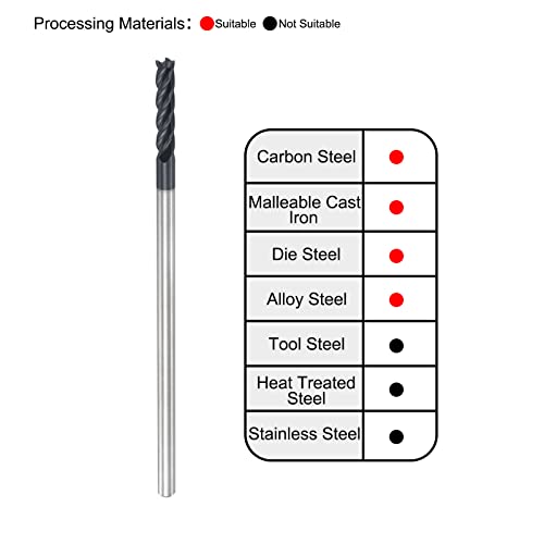Image of uxcell Square Nose End Mill, 4mm Tip Dia Solid Carbide AlTiN Coated CNC Router Bits 4 Flute Spiral Milling Cutter HRC45 with 4mm Shank 100mm (4-inch) Length
