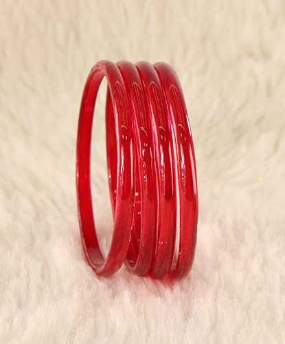 Image of STYOLLO Viral Jelly Plain Transparent Glass Kada Set For Women & Girls | Kanch Kada For Girls | Daily Ethnic Traditional Jewelry | Glossy Classic Fashion Kangan For Wedding, Festive & Parties - Set Of 4