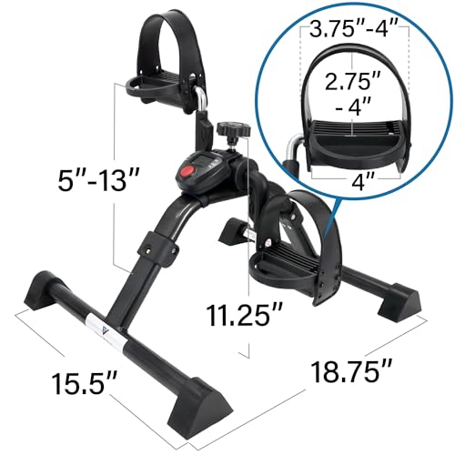Image of Vaunn Under Desk Bike Pedal Exerciser Ergometer with LCD Display - Mini Pedal Exerciser for Arm & Leg Workout, Folding Desk Cycle for Home Office, Physical Therapy & Low Impact Cardio