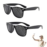 Solbrezeni Pinhole Glasses, 2 Pcs Unisex Vision Care, Anti Myopia Spectacles Vision Improvement & Relaxation, Grid-Glasses for Eye Training, Pin Hole Glasse for Fatigue Relief (Black)