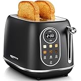 Keenstone tostador con control táctil, tostador retro con visualización táctil, tostador de acero inoxidable de 2 rebanadas con ranura extra ancha con bagel, recalentamiento, descongelación,