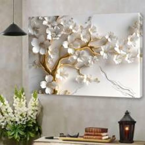 Toile florale moderne texturée grande décoration murale maison et bureau 40x60