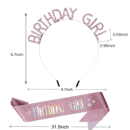 Image of Birthday Girl Crown & Sash & Sunglass for Women Girl, Headband for Princess Happy Birthday Party Decorations Favors