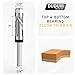 Carbide Compressiom Flush Trim Router Bit 1/4 Shank, Top & Bottom Bearing, 2+2 Flute, 1/2