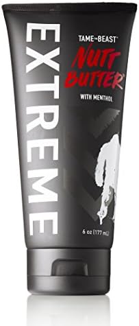 Nutt Butter Mens Lotion for Groin Back & Body - Essential Oils Tingle with Eucalyptus, Aloe, Cocoa, Vitamin E - Anti-Aging, Anti-Chafing Cream, Anti-Dry Skin, Anti-Sagging by Tame the Beast (Nutt Butter Extreme, 6 Fl Oz)