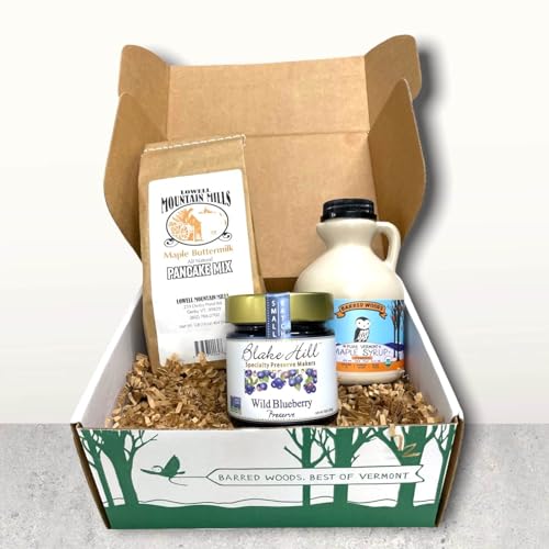 Taste of Vermont Gift Box with Maple Syrup, Pancake Mix, and Preserve