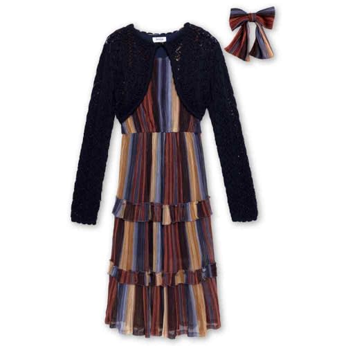 Speechless Girls' Sleeveless Midi Dress and Long Sleeve Crochet Shrug