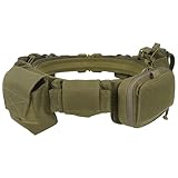 XPREX Tactical Molle Battle Belt Quick-Release Buckle Trigger Airsoft Belt Heavy Duty Belts with Pouches 8PCS Ranger Green