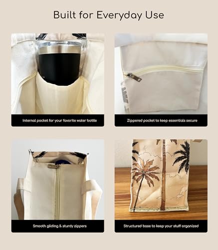 Bolso Tote de Lona con Bolsillo Interior con Cierre miniatura 6