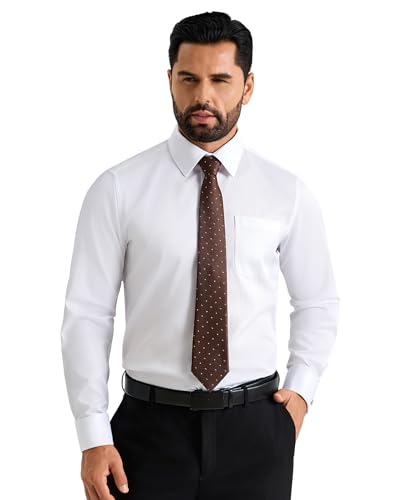 Image of Alimens & Gentle French Cuff Regular Fit Dress Shirts (Cufflink Included) | Office Work,Business Casual,Wedding,Formal Event,Interview,cufflink,Soft,Breathable,Polyester Cotton
