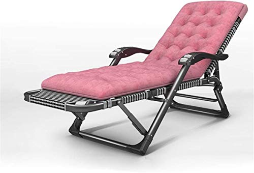 Xzgden Lightweight Patio Chairs Reclining Folding Chair Bed Sun Loungers Zero Gravity Chaise Lounges Outdoor Garden Deck Chair For Beach Camping Pool Supports 200Kg (Color : +Pink Cotton Pad) #TOP18