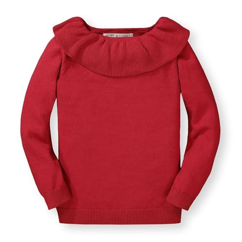 Hope & Henry Girls' Long Sleeve Ruffle Collar Sweater