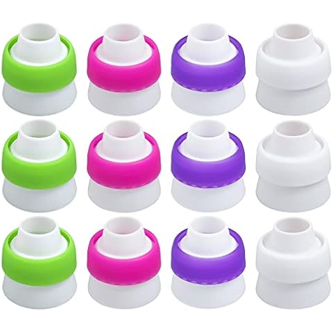 EBLLPA 12 Pack Russian Piping Tip Couplers Cake Decorating Couplers Pipe Tip Couplers for Icing Nozzles, Large Cover