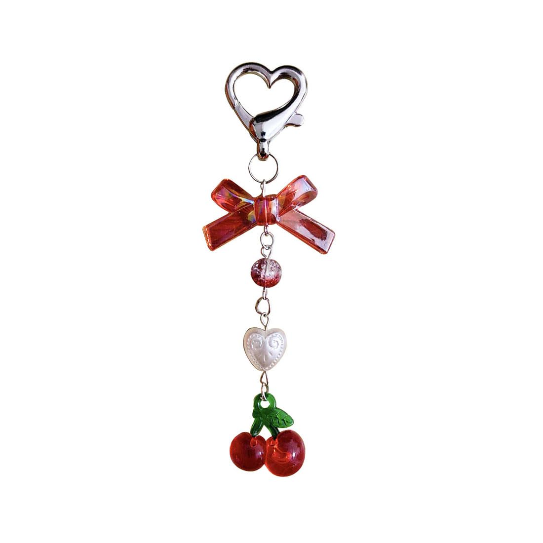 Meimimix Aesthetic Y2K keychains Cute Cherry Bow Heart Keyring Charms for Women Girls Bag Purse Gifts