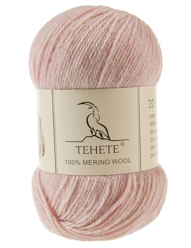 Image of 100% Merino Wool Yarn for Knitting 3-Ply Luxury Warm Soft Lightweight Crochet Yarn(Light Pink,3Balsl)