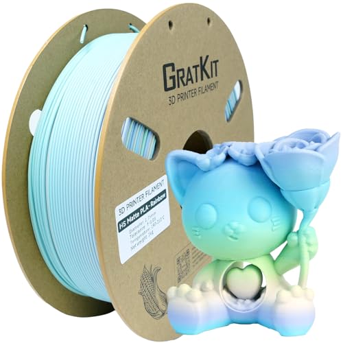 Gratkit Matte Rainbow PLA Filament 1.75mm, Color Change 3D Printer Filament, +/-0.03mm, Multicolor Gradient 3D Printing Filament, Matte Rainbow Macaron