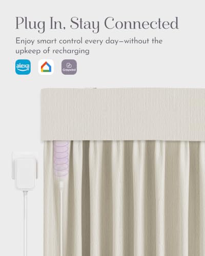 Image of Graywind Motorized Curtains with Track, Light Filtering Smart Curtains, Hardwired Curtains Compatible with Alexa Google Home Remote Control for Large Windows, Custom Drapes Up to 220 inch, Gilded (Cream)