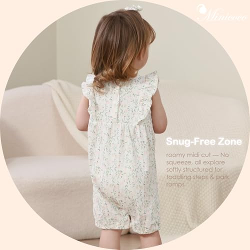 Baby Girls Ruffled Sleeve Rompers Toddler Girls Jumpsuits One-Piece Cotton Outfits4