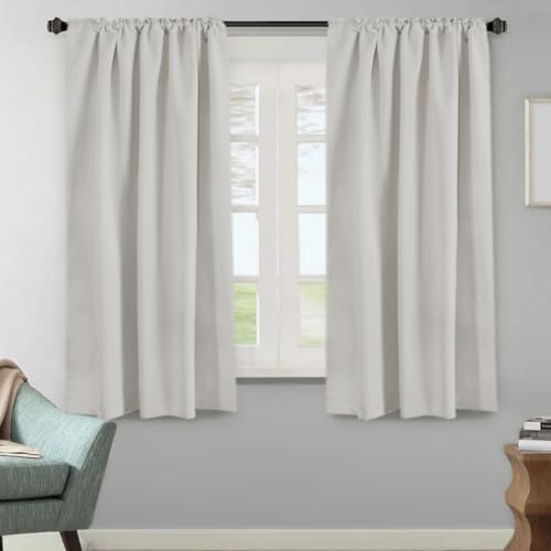 Image of H.VERSAILTEX Blackout Curtains Thermal Insulated Window Treatment Panels Room Darkening Blackout Drapes for Living Room Back Tab /Rod Pocket Bedroom Draperies, 52 x 63 Inch, Ivory /Cream, 2 Panels