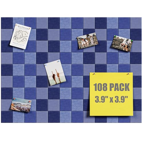 Carreaux muraux en feutre bleu 104x104 cm pour bureau et maison