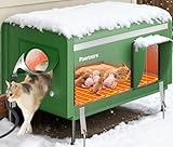 Picture of Pawtners Heated Outdoor Cat House for Outside Cats, 26'' XL Insulated Weatherproof Cat Shelter with Heated Pad, Elevated Feet & Escape Door, Warm Kitty House for Feral or Stray Cats in Winter