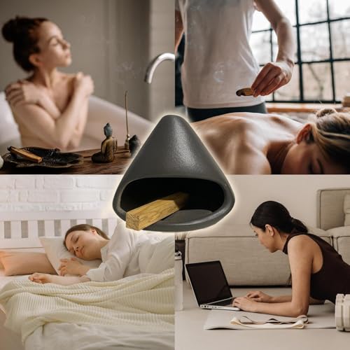 Palo Santo Holder Burner Ceramic Chimenea in Black - Image 5
