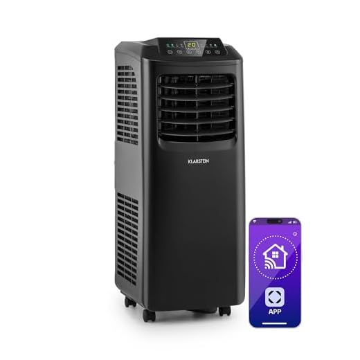 Klarstein Pure Blizzard Smart 9k Aire Acondicionado Portátil - 9000 BTU, 26-44 m², Control App & Alexa, Ventilador & Deshumidificador, Temporizador, Eficiencia Energética A, Ruedas, R290, Negro