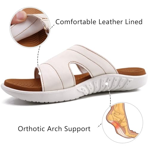 Image of KuaiLu Womens Fashion Orthotic Slides Ladies Athletic Yoga Mat Memory Foam Walking Sandals Thick Cushion Recovery Summer Beach Slippers Comfortable Plantar Fasciitis Arch Support