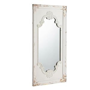 Gowe 29 x 54 distressed white mirror with solid wood frame french country floor mirror for living room bedroom entryway  urban country home decor