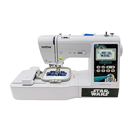 Brother Sewing and Embroidery Machine, 4 Star Wars Faceplates, 10 Downloadable Star Wars Designs, 80 Designs, 103 Built-In Stitches, 4" x 4" Hoop Area, 3.2" Touchscreen, 7 Included Feet