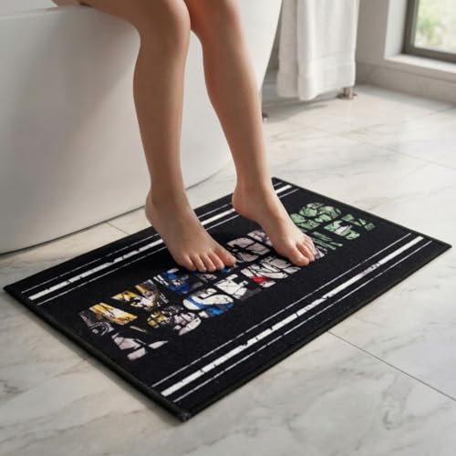 Image of Athom Living Premium Anti Slip Printed Kids Bathmat, Durable Nylon Fabric, Soft Texture, Easy to Clean, Stylish Home Decor Mat for Doorway & Kids Room, 37x57 cm, Multicolor (Avenger Assembled)