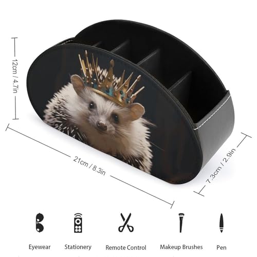Boîte de rangement pour télécommande en cuir hérisson à 5 compartiments - 3