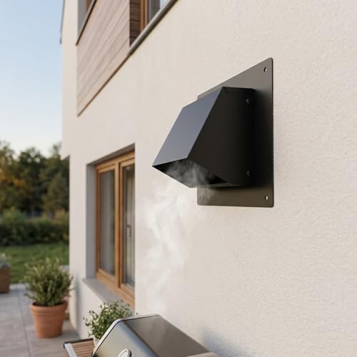Couvercle d'aération robuste de 6 pouces en acier galvanisé noir pour ventilation extérieure - 6